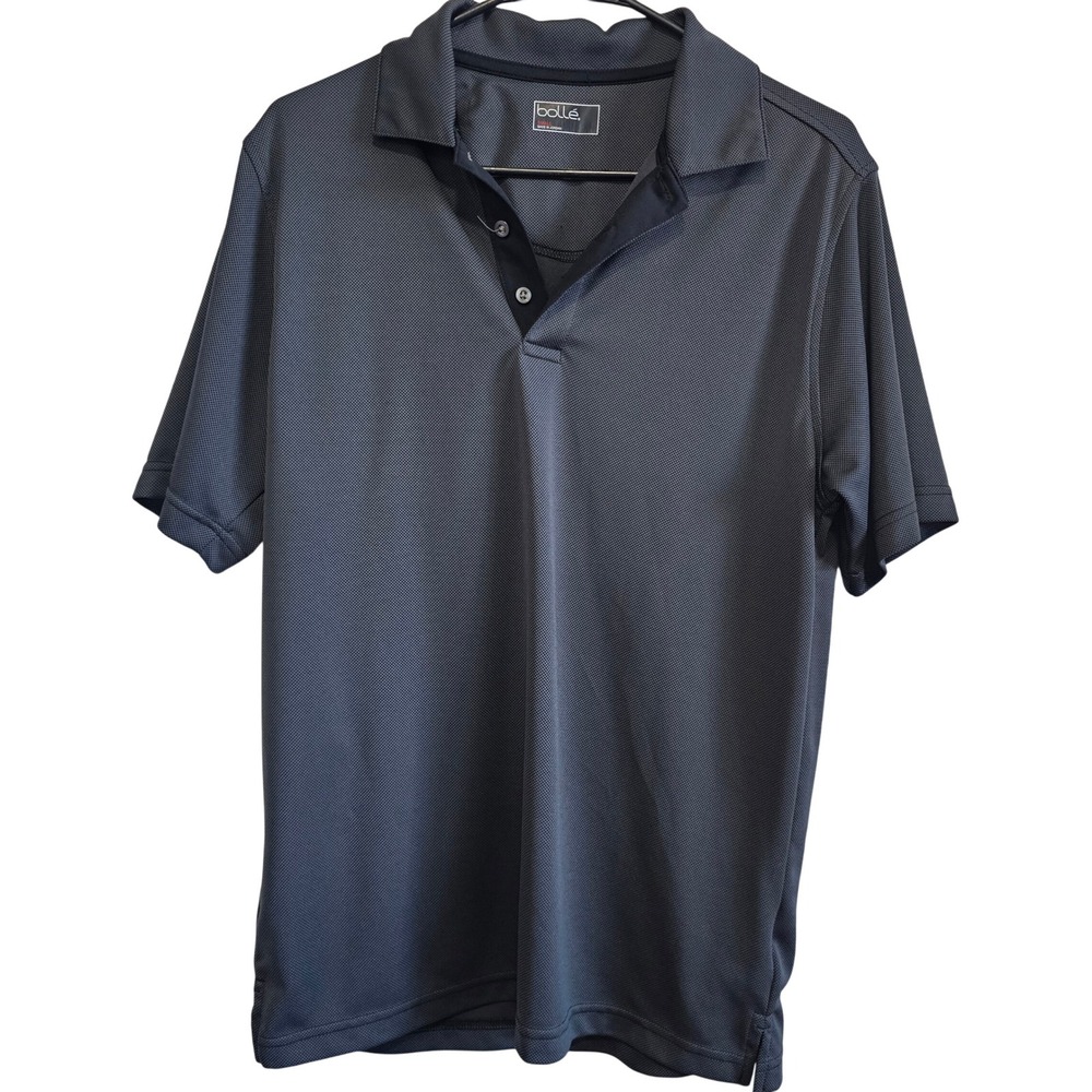 Bolle Mens Performance Polo Shirt Charcoal Gray Textured Short Sleeve‎ Size L